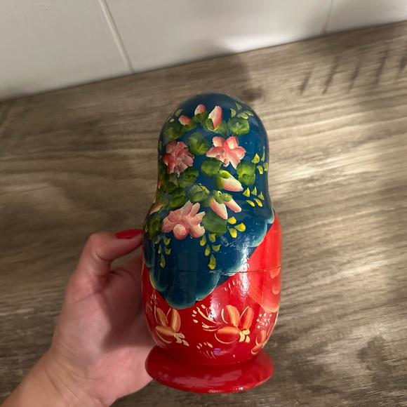 Vintage Matryoshka Russian Nesting Dolls 4 Piece Floral Design wooden doll boxes - Picture 5 of 10